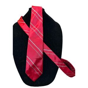 Christian Dior All Silk Classic Red Pinstriped Tie EUC